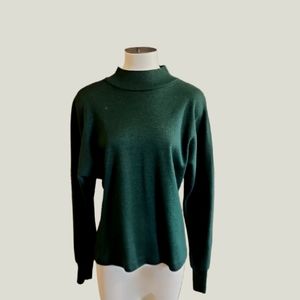 Vintage D'Knits Women's Dark Green Long Sleeve Crew Neck Sweater Size Med
